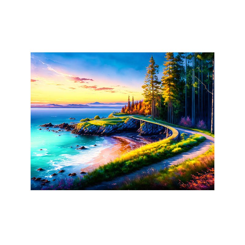 DCIDBEI 4 Kit Diamond Painting 5D Paesaggio Rurale E Mare 40x30cm - Fai Da Te Con Diamanti Rotondi - Decorazione Casa Soggiorno E Cucina