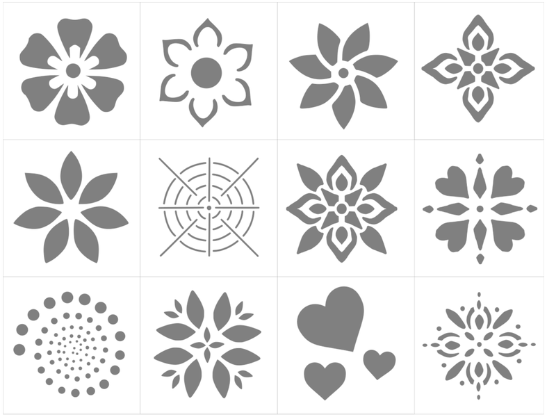 Beautiful Collection of 12 Rock stencils (6-7cm)