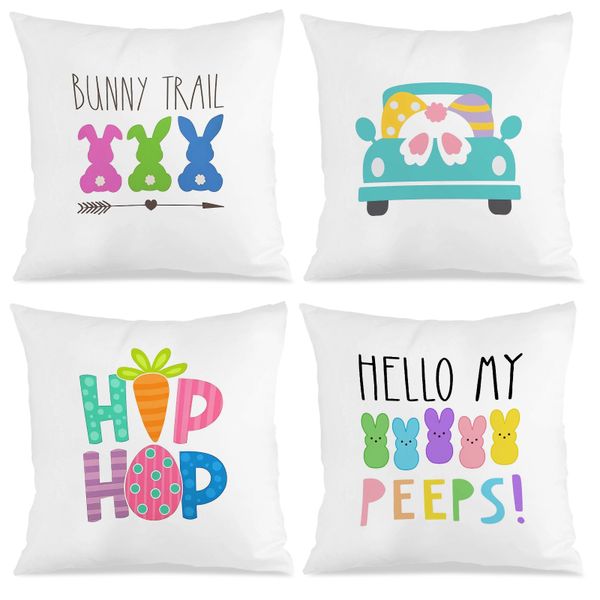 Farmhouse Easter Cushion Cover-45x45cm Home Soft Throw Pillowcase