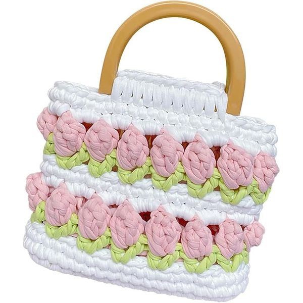 Crochet kit for beginners, Knitting Tulip woven handbags, Openwork