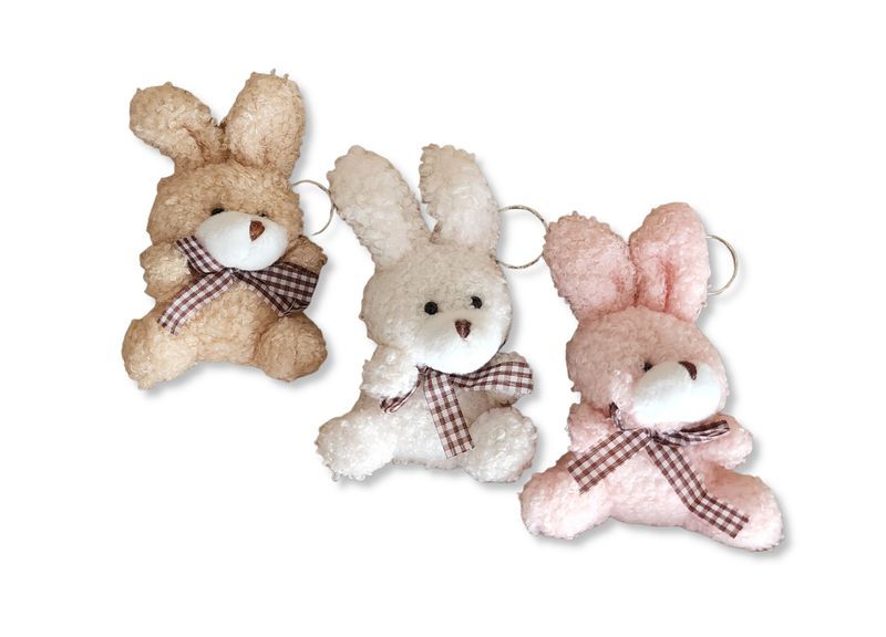 Cute Fuzzy Bunny Keychain Keyring