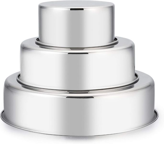 HOMGEM Silver Stainless steel Cake Pan Set of 3 (4 inch/6 inch/8 inch)