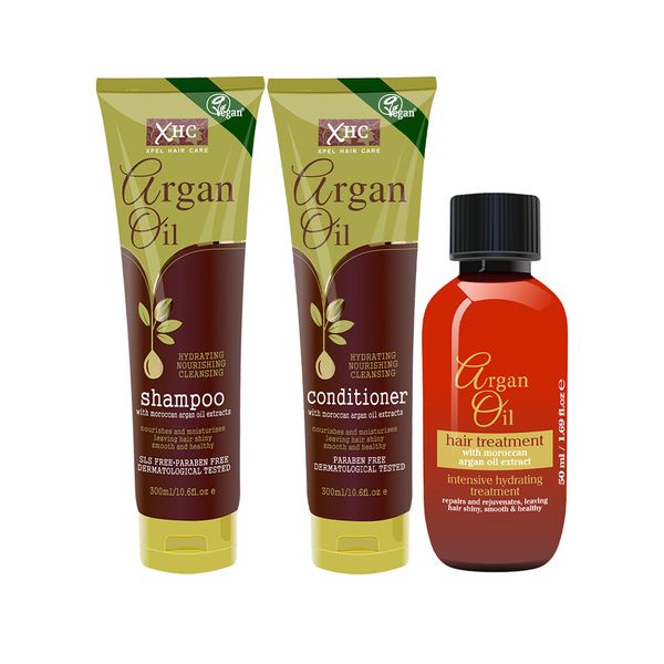 Xpel Hair Care Moroccan Argan Oil Shampoo ,Conditioner &amp; Treatment Shot