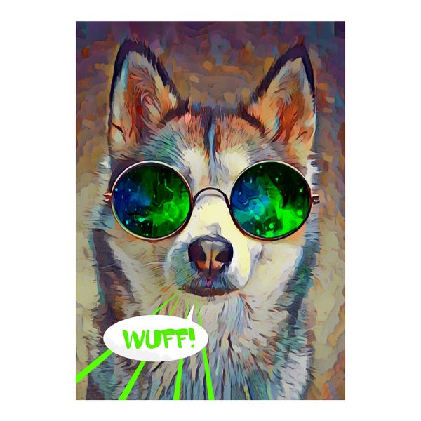 Colourful Green Sunglass Dog Fleece Blanket image