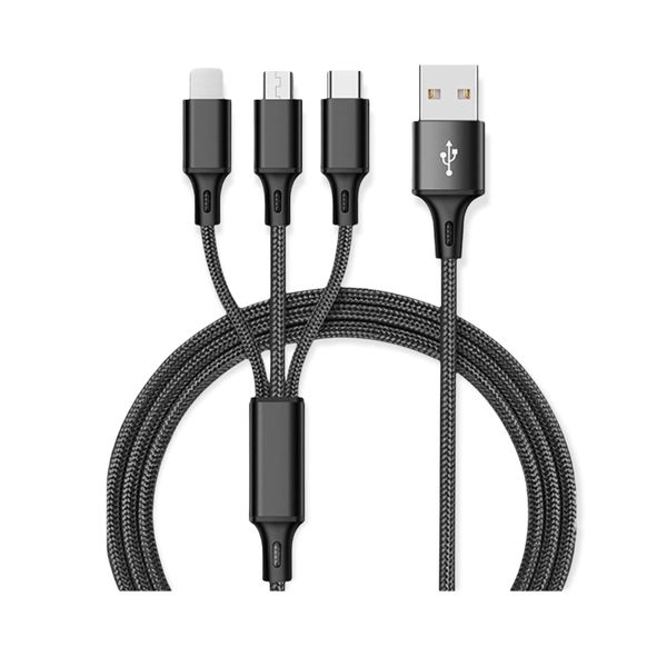 Pretty Gadgets 3 in 1 Braided Phone Data Cable- 1.2m