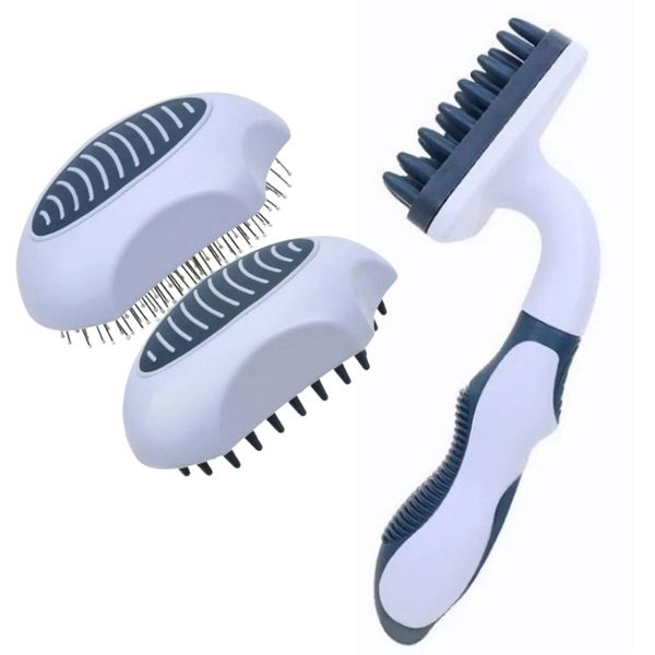 3-in-1 Pet Grooming &amp; De-shedding Kit - Dog &amp; Cat Brush Bath Set