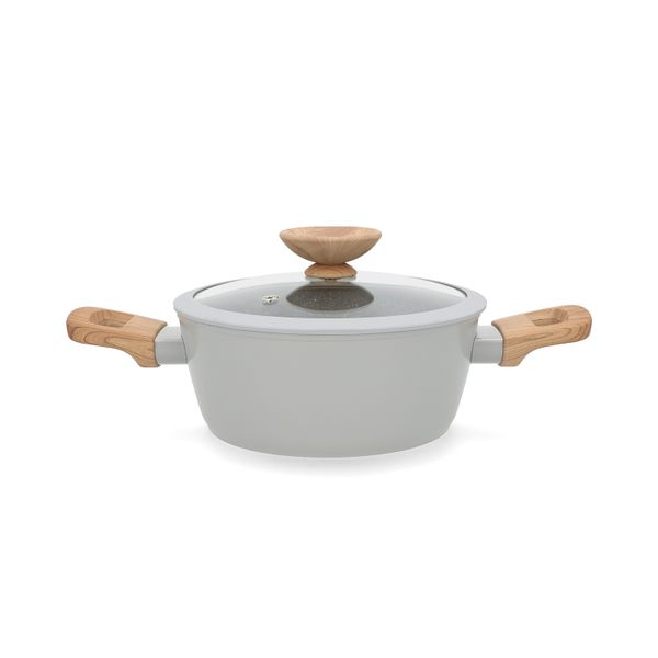 George &amp; Mason - Grey Granite Coated Pot with Glass Lid - 20cm