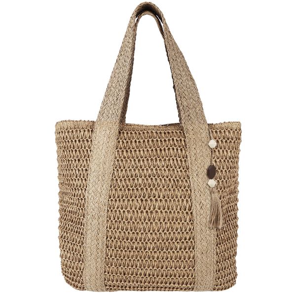 Large Brown Beach Bag, 42 x 39 x 3cm, 27cm Shoulder Straps, Large Capacity