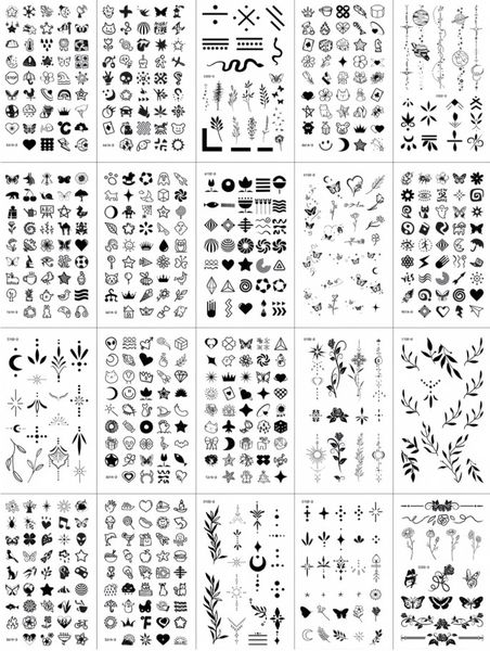 20 Piece - Henna Inspired Temporary Tattoo Sheets With Various Designs - Black