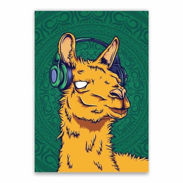 Llama Head Phones Poster - A1