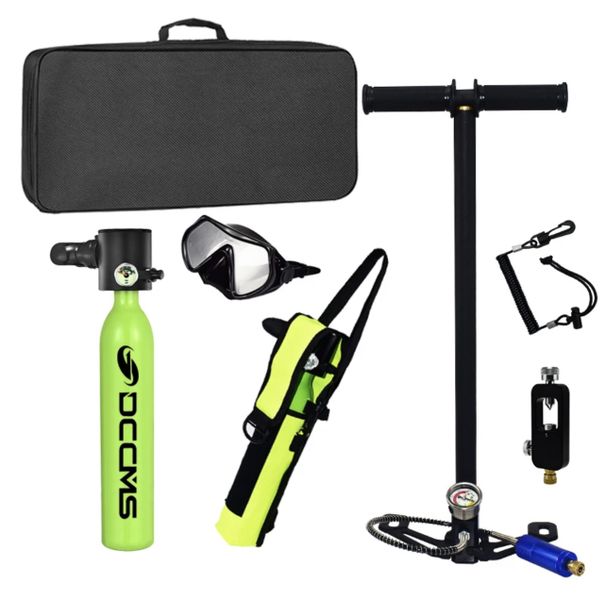 DCCMS 0.5l Mini Scuba Diving Tank - With Hand Pump - Green