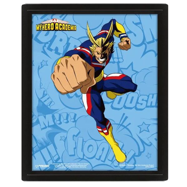 My Hero Academia (Allmight) Framed 3D Lenticular Poster (25cm x 20cm)