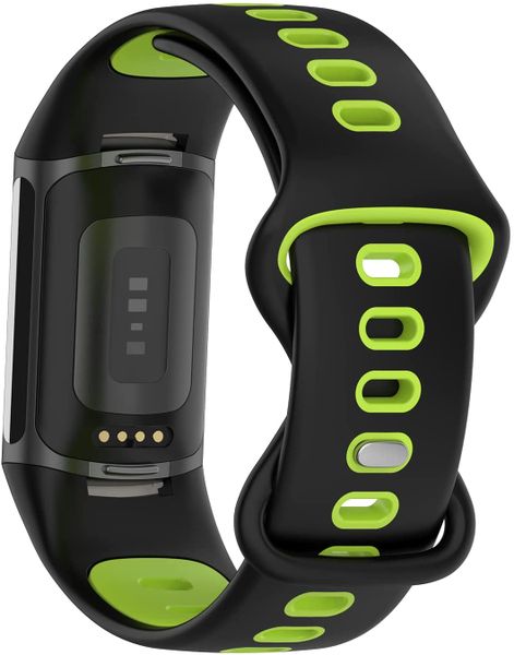 Silicone Sport Strap For Fitbit charge 5 &amp; 6-Black &amp; Yellow