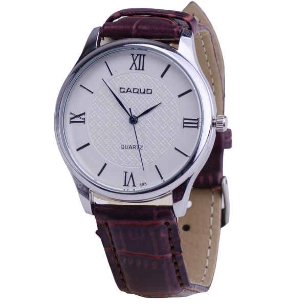 Classic Ladies Watch with Brown Faux Leather strap