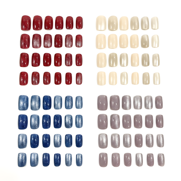 4-Pack (24 Piece) Press On Nails Mixed Colors Glitter Set