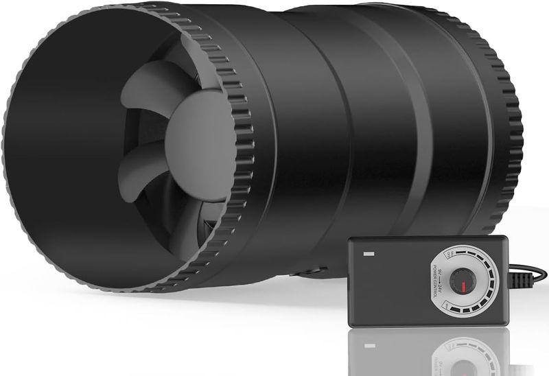 4 Inch Inline Booster Duct Fan with Speed Controller - 130 CFM Airflow