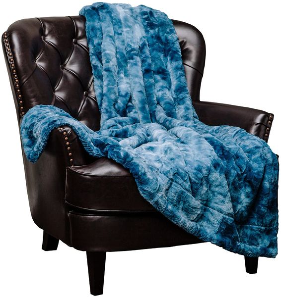 Wonder Trend Faux Fur Luxury Mink Thermal Heat Blanket Throw Turquoise Blue