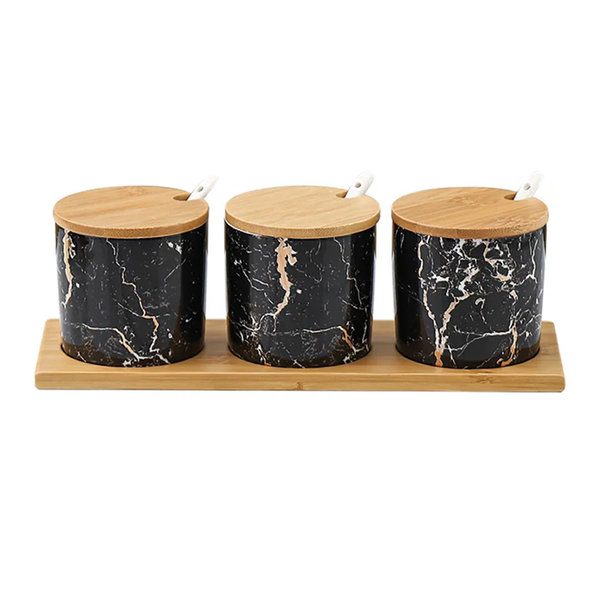 Marble Condiment Jars Set