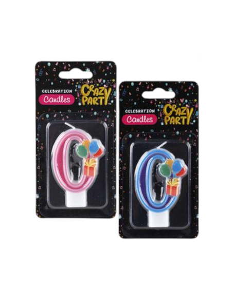 Crazy Party - kiddies Birthday Candle "0" x 2