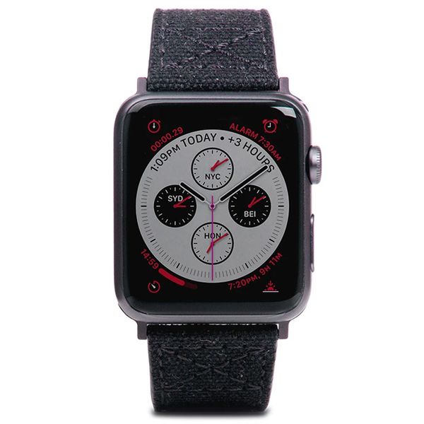 SLG D+ Wax Canvas Strap For Apple Watch 42/44mm - Black