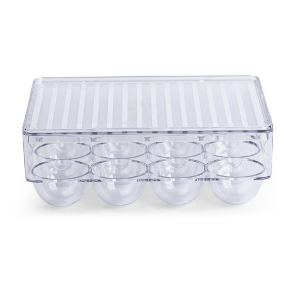 12 Egg Storage Tray - Square - Plastic - Transparent