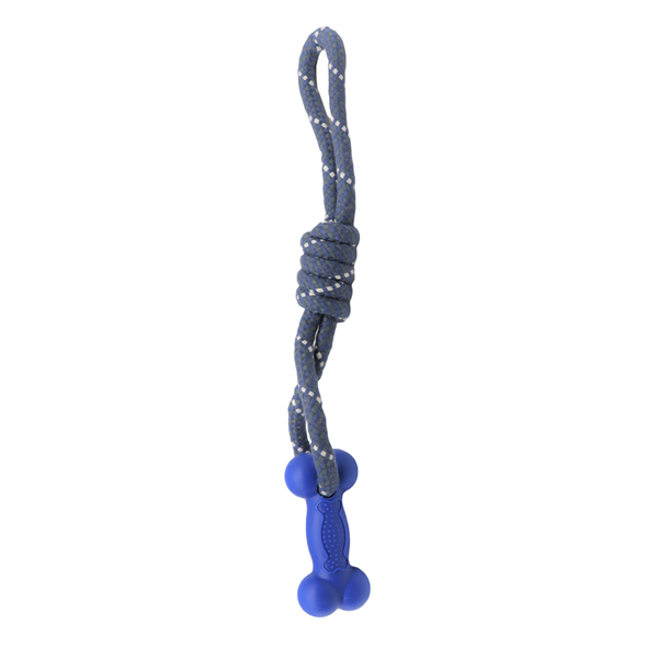 Rubber Bone On Rope Dog Toy - Type D