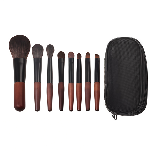 8 Pieces Mini Makeup Brush Set - Professional Face and Eye Travel Size Brush