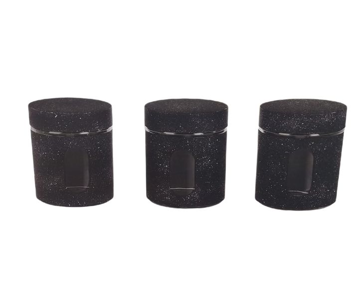 3 Piece Houseware Clear Glass Black Window Storage jars