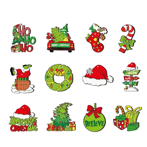 The Grinch Themed Christmas Hanging Wooden Vintage Ornaments Decorations