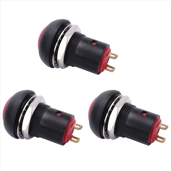 3X On-Off Latching Waterproof 12mm Push Button Switch SPST 2A IP67 Red