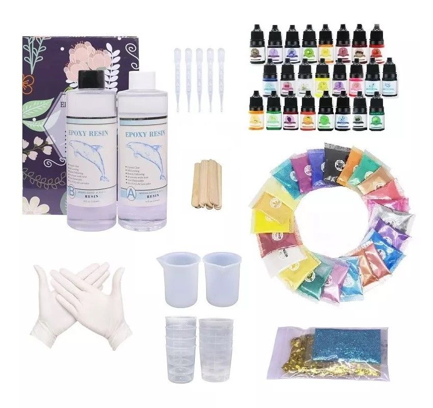 Epoxy Resin 11 AB 408ml 24 Color Liquid / Powder Pigment DIY Kit IP2