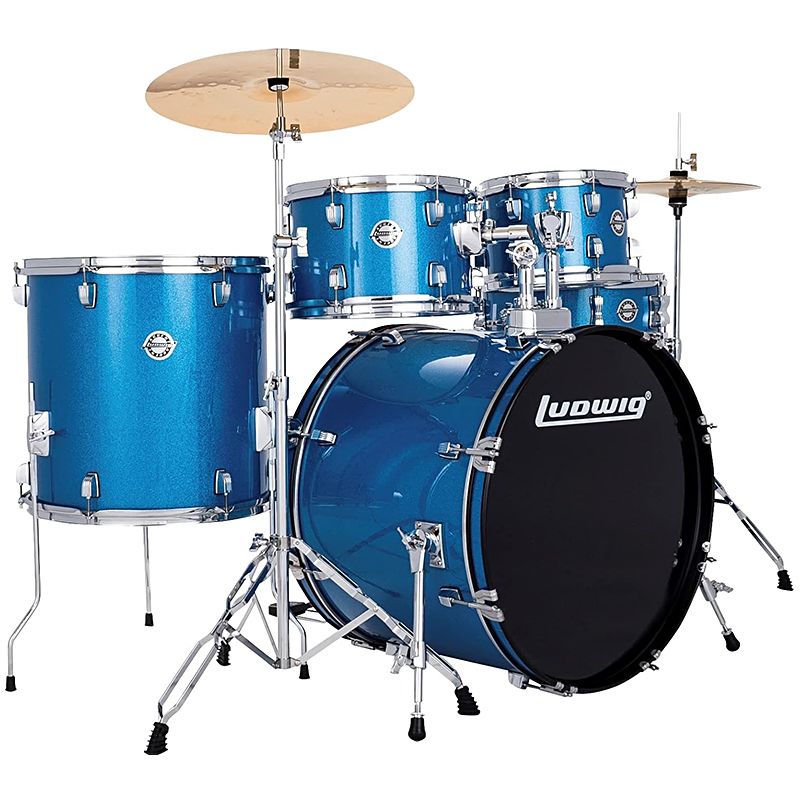 Ludwig 5pc Accent Fuse Drumset With Hardware & Cymbals - Blue Sparkle