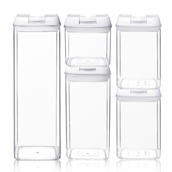 (JDBY-W5PK) Airtight Food Storage Containers Set 5 Piece Organisation Clear