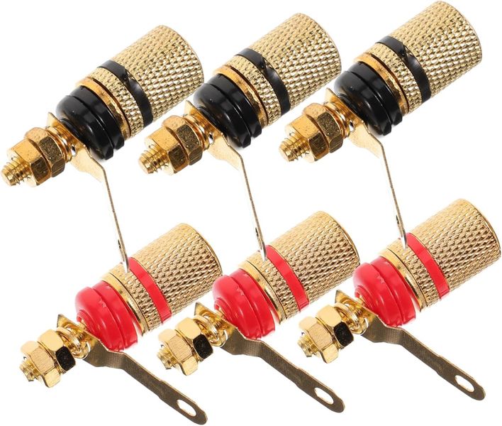 6pcs Speaker Binding Post Connectors Gold Plated Banana Plugs for Speaker