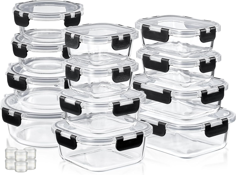 Food Storage Containers with Lids Set Glass Meal Prep Container Lunch 12 Piece