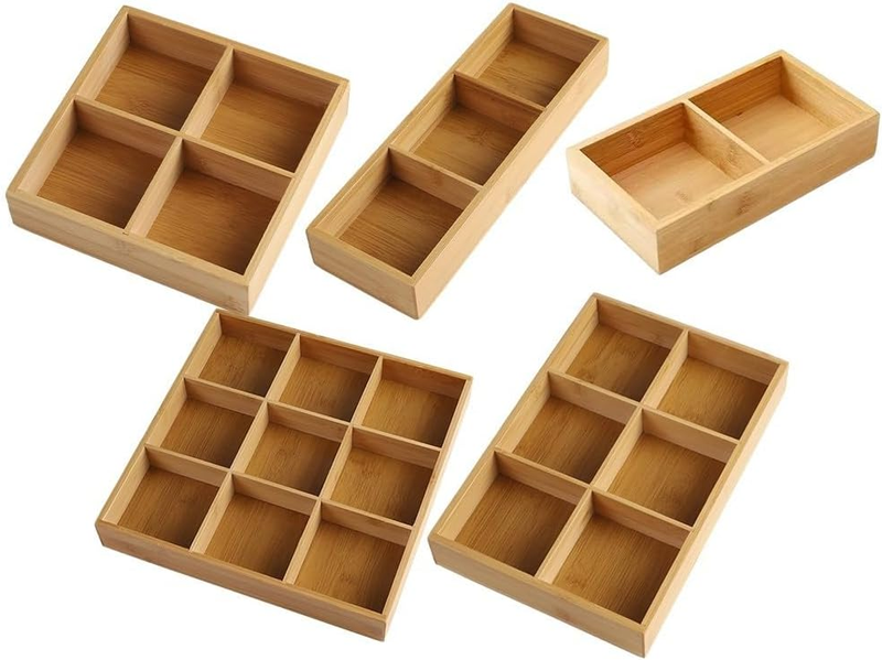 Complete Bamboo Organizer Tray Set - Sleek &amp; Natural Storage Solutions