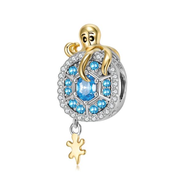 Sterling Silver Charm, Octopus Charm European Bracelet, Charm for Women