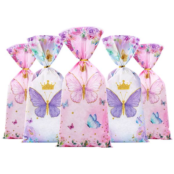 50 Piece - Butterfly-Themed Candy Bags with Twist Ties