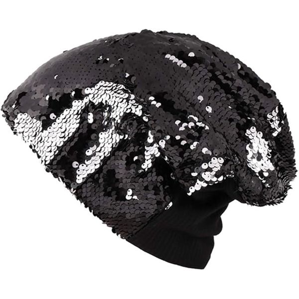 Women Glitter Slouchy Beanie Hat Sequins