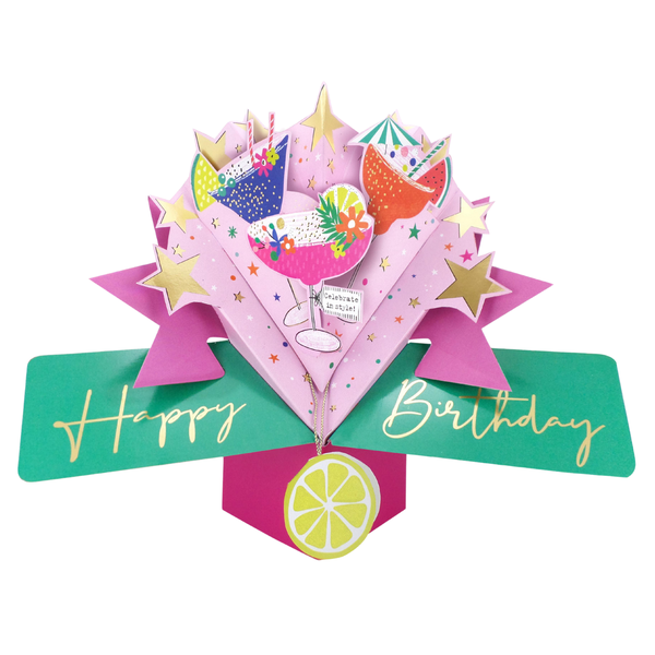 Birthday Cocktails 3D Pop-Up Greeting Card