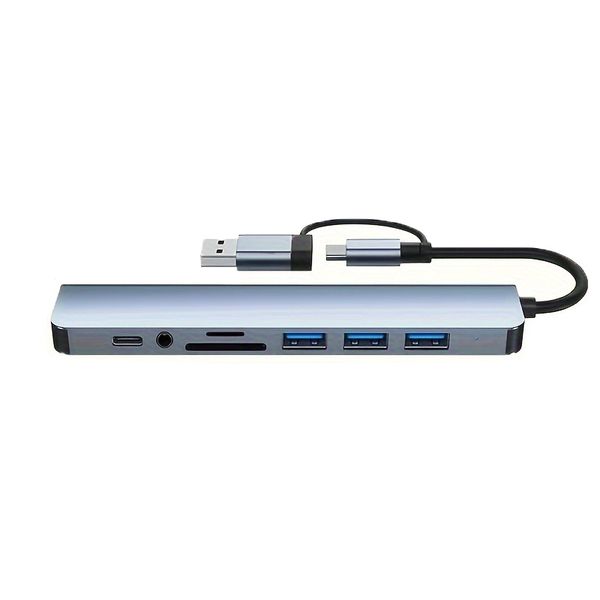 8-in-1 USB Hub Multi-Port Adapter - Audio Jack &amp; USB Ports for Tablets