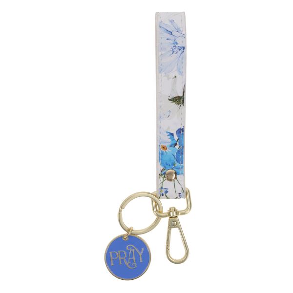 Keychain - Pray, Faux Leather Wristlet with Charm