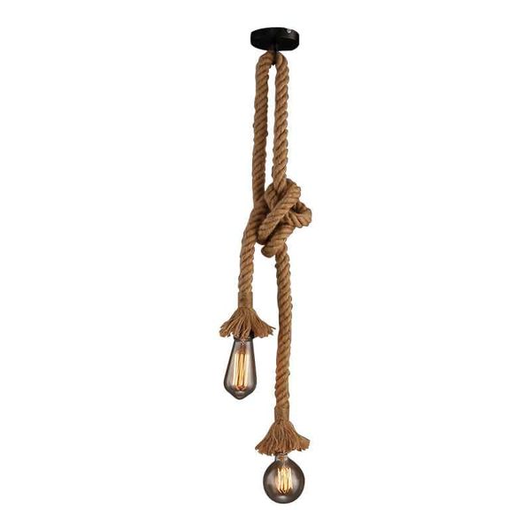Hemp Rope 2 Head Vintage Hanging Pendant Ceiling Light