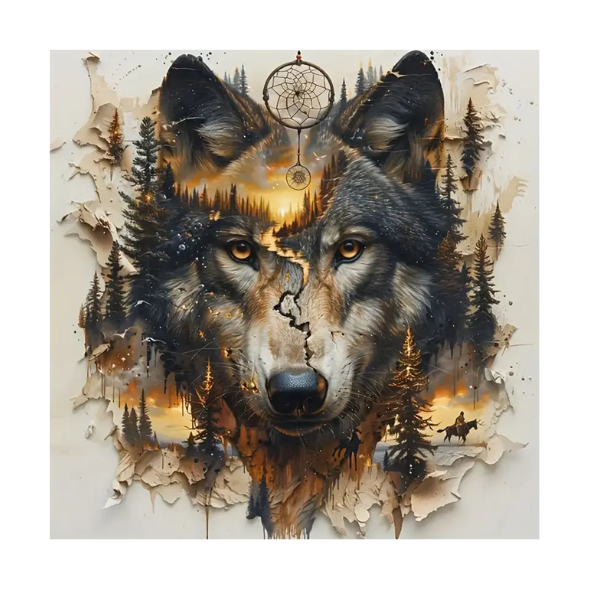 Beautiful Cool Grey Wolf Diamond Dot Painting - 40x40cm