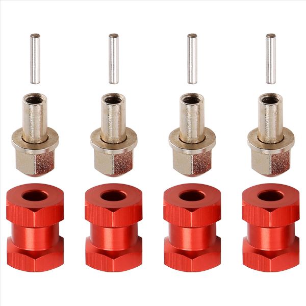 12Mm Hex Wheel Hub Adaptor 15Mm Extension Combiner Coupler Red