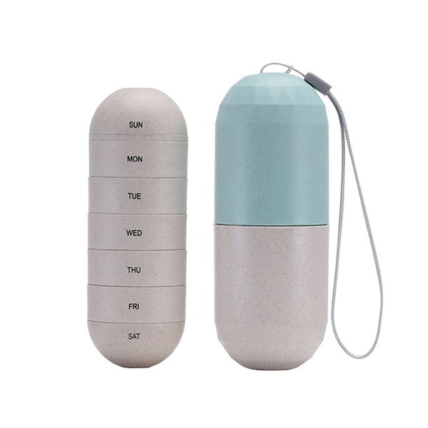 Portable Waterproof Weekly 7 Day Pill Box - Wheat