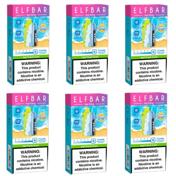 Elf Bar Ice King 25000 Puffs Disposable Vapes - Peach Grape (Pack of 6)