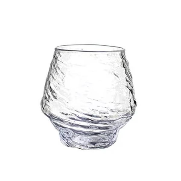 Japanese Hammer Pattern Whiskey Glass 420ml In Flat Wooden Box