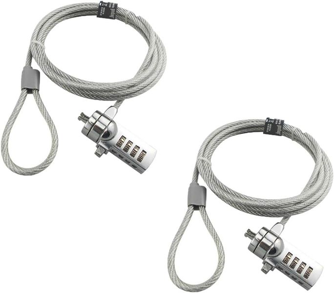 2 Pcs 1.2m Laptop Lock Notebook Combination Lock Security Cable 4 Digit