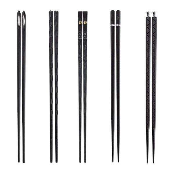 5 Pairs - Anti-Slip Chopstick Set - Black